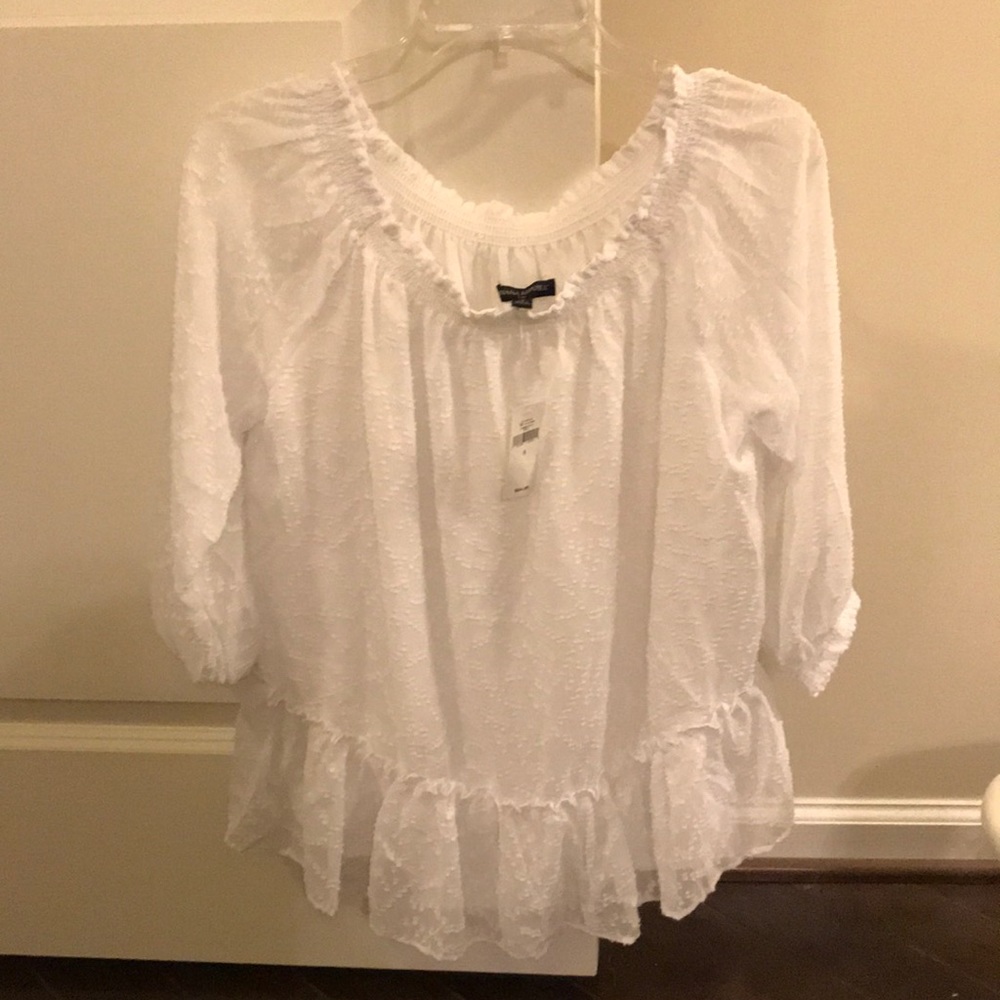 White sinched blouse